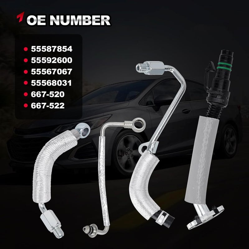 TEMSONE 1.4L Turbo Oil Return Drain Line & Oil Feed Pipe Tube Compatible with 2011-2015 Chevy Cruze, 2012-2020 Sonic, 2013-2018 Trax, 2013-2018 Buick Encore, Turbocharger Line Replace# 667-023 55587854 - Image 3